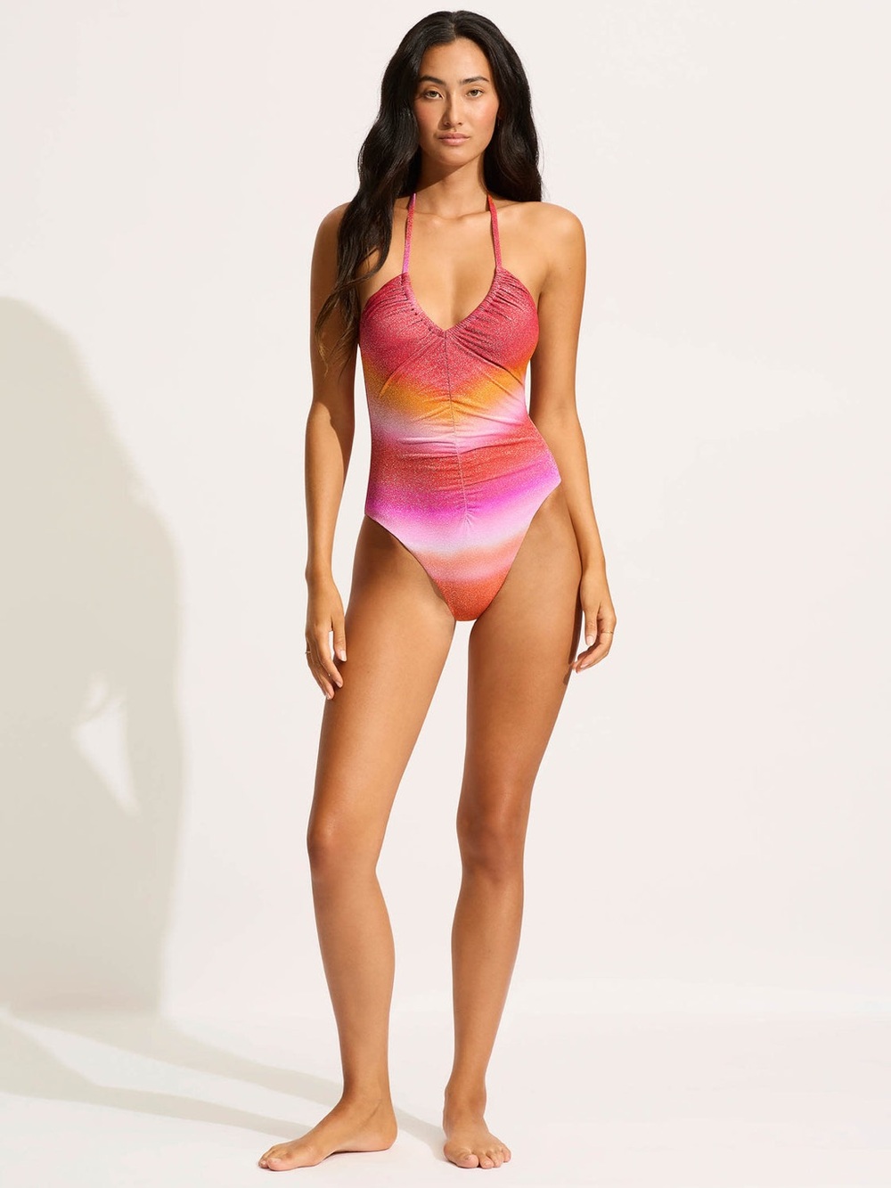 SEAFOLLY NWT Halter One-Piece Swimsuit in Sunset Ombre - Picture 4 of 7